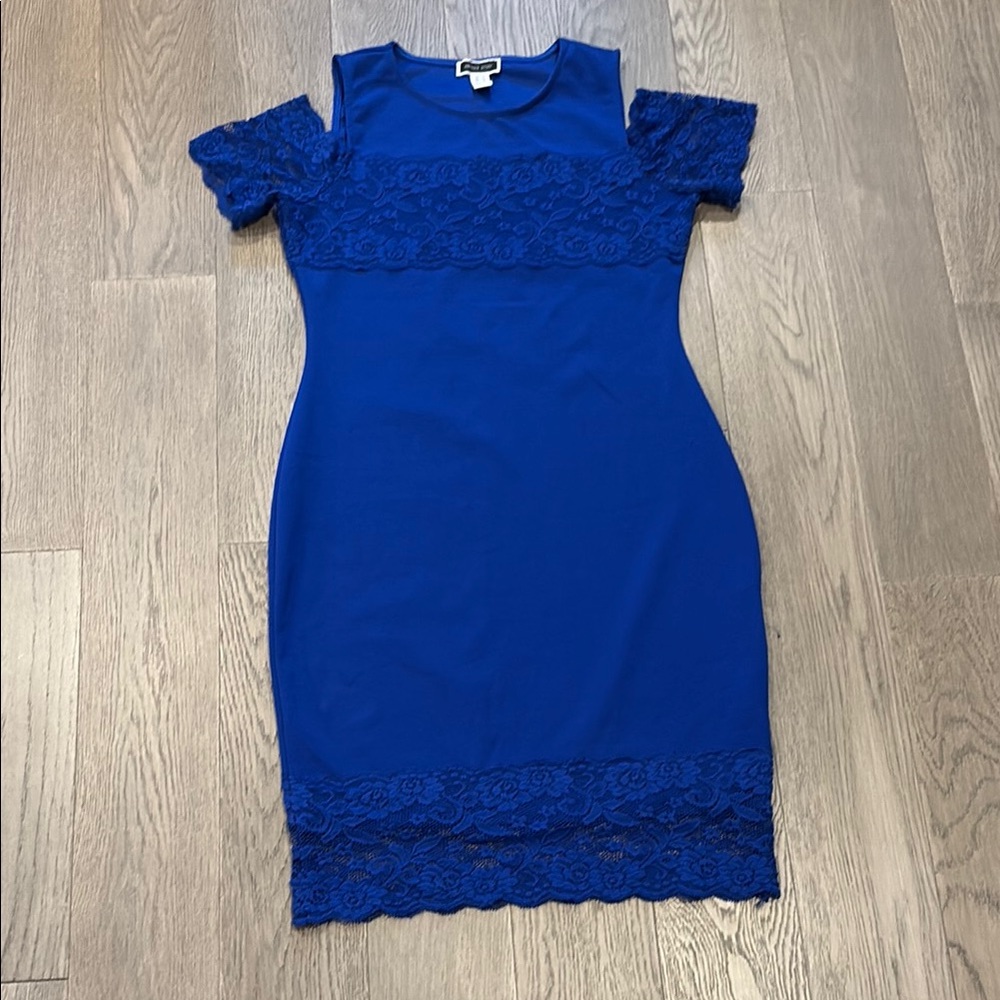 Another Story Brand Royal Blue Cold Shoulder Dress